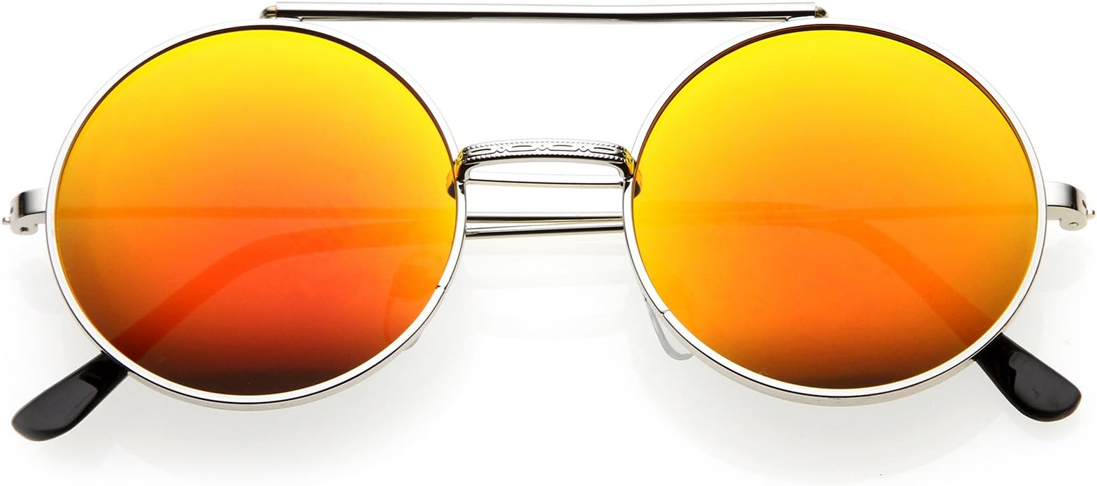 Mid Size Flip-Up Colored Mirror Lens Round Django Sunglasses 49mm