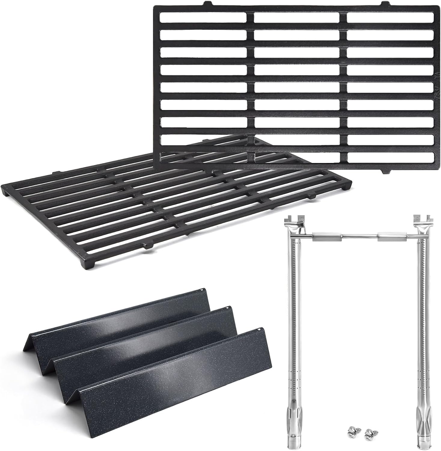 Grill Parts for Weber E-210, E-220, S-210, S-220 Spirit I&II 200 Series with Front-Mounted Control 7635 Flavorizer Bars 7637 Grill Grates 69785 Grill Burners Replacement for Weber