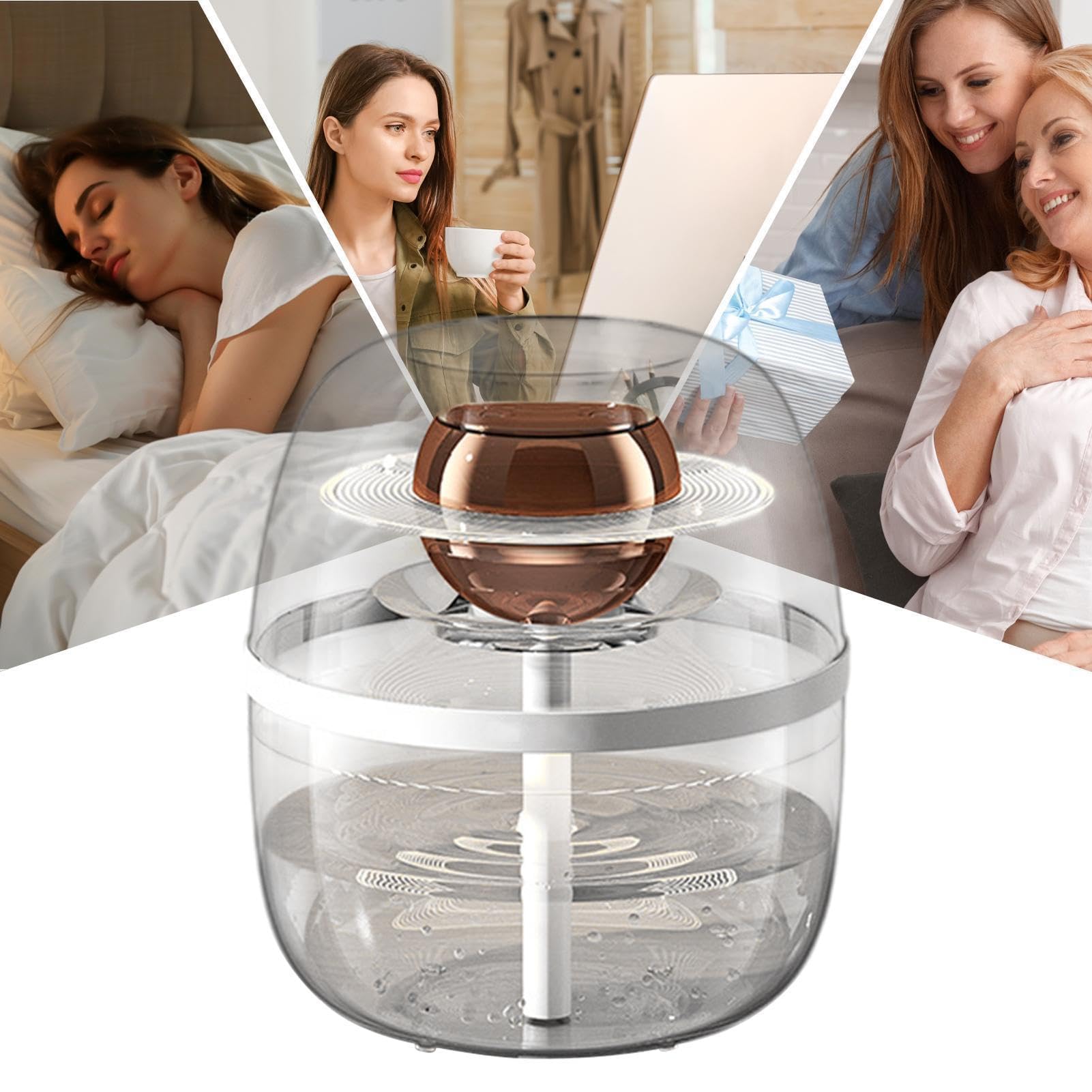 Humidificador para dormitorio con tanque de agua de 3 litros | Hidratante de aire de mesa con luz nocturna cálida para dormir y trabajar | Ideal para uso doméstico y de oficina