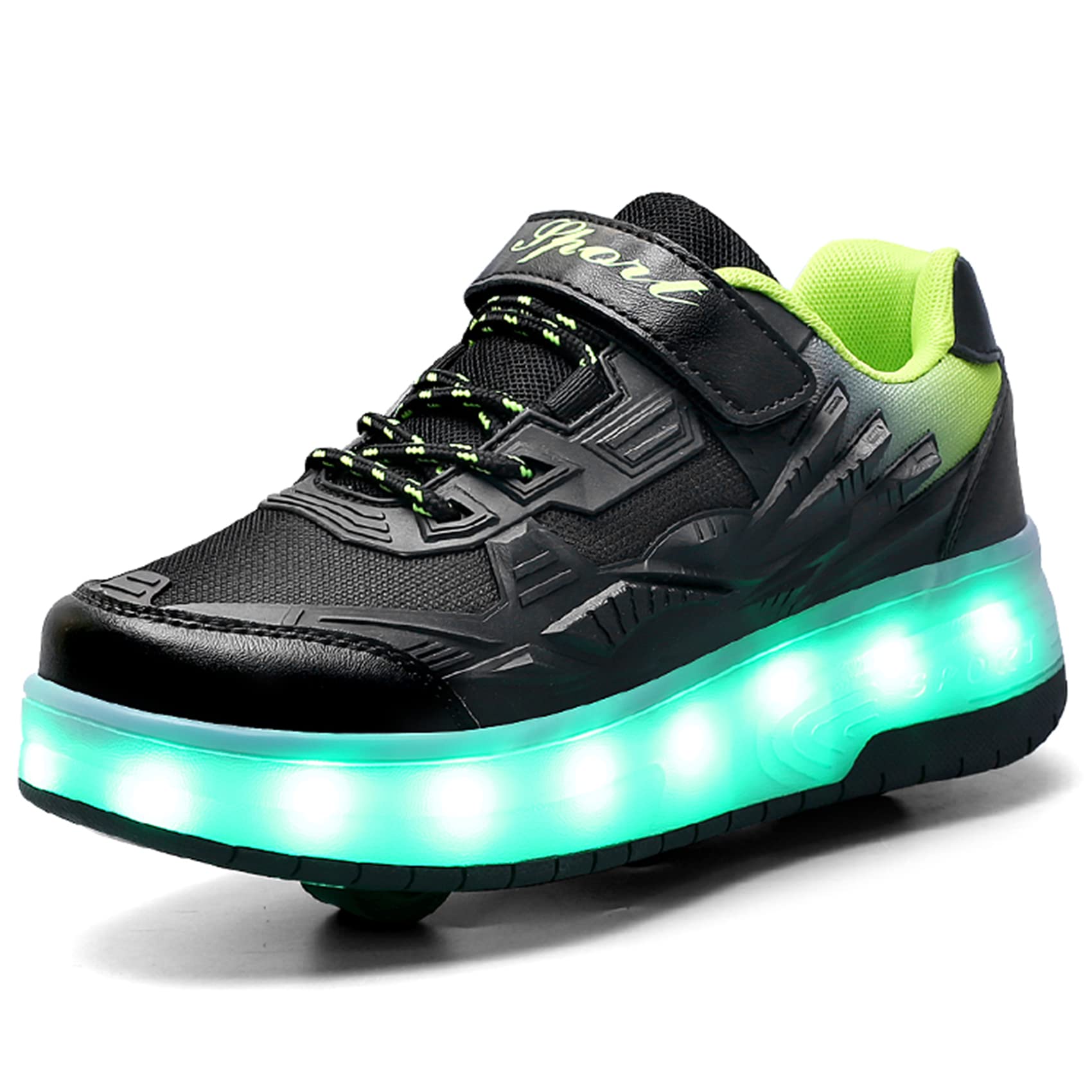 Kids Trainers Roller Skates Shoes with Wheels for Girls Boys LED Strips  Light Up Rollerskates Inline Skates Cross Trainer Fashion Wheel Skateboard