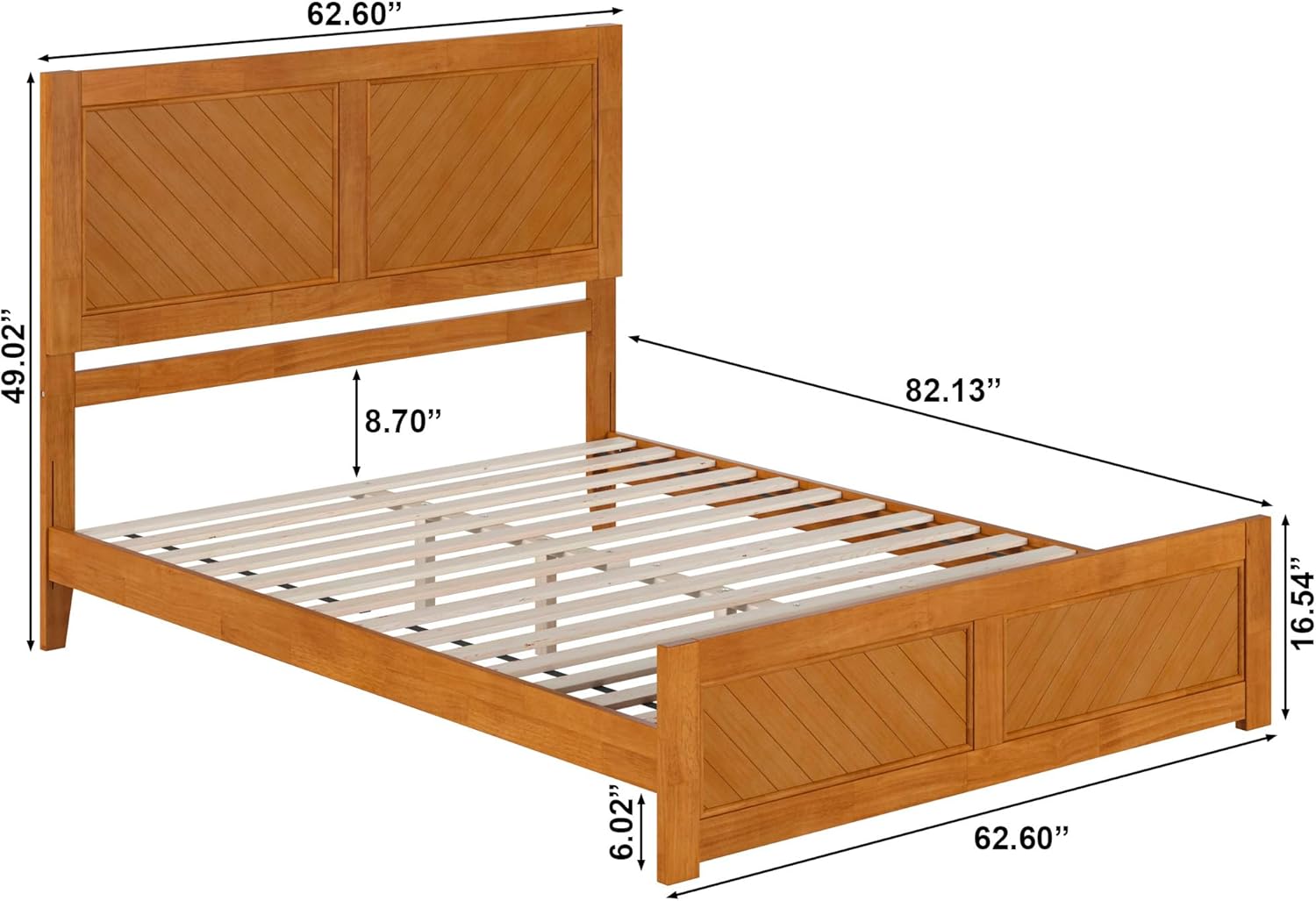 AFI, Berkshire Queen Solid Wood Low Profile Platform Bed with Matching Footboard, Light Toffee