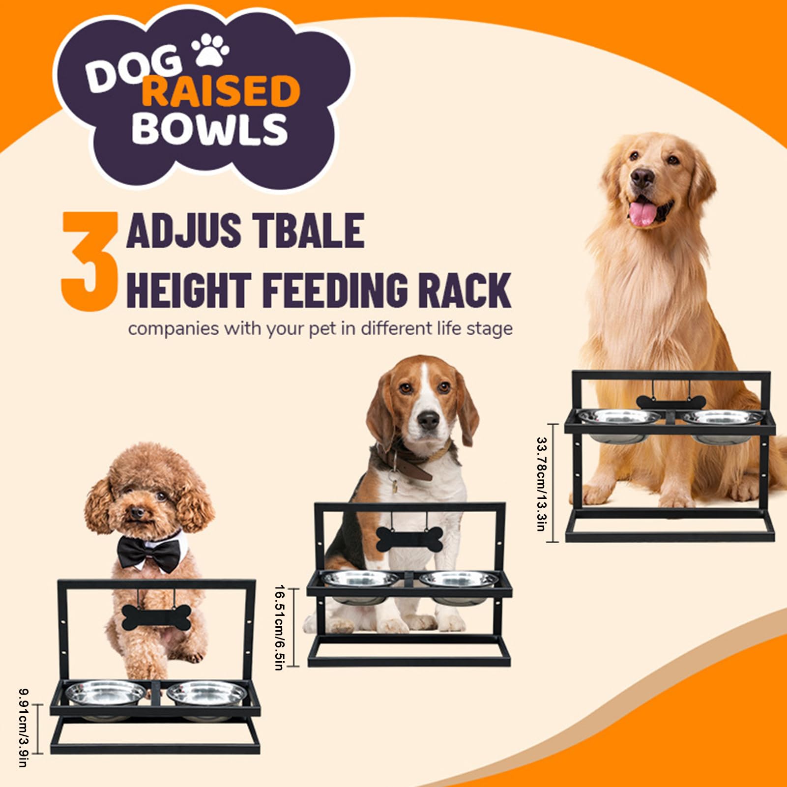 Soporte elevado de cuencos de perros Elevado con Altura Ajustable | Soporte antideslizante para para Hogar Salón Cocina Apartamento Comedor Patio Garaje Exterior