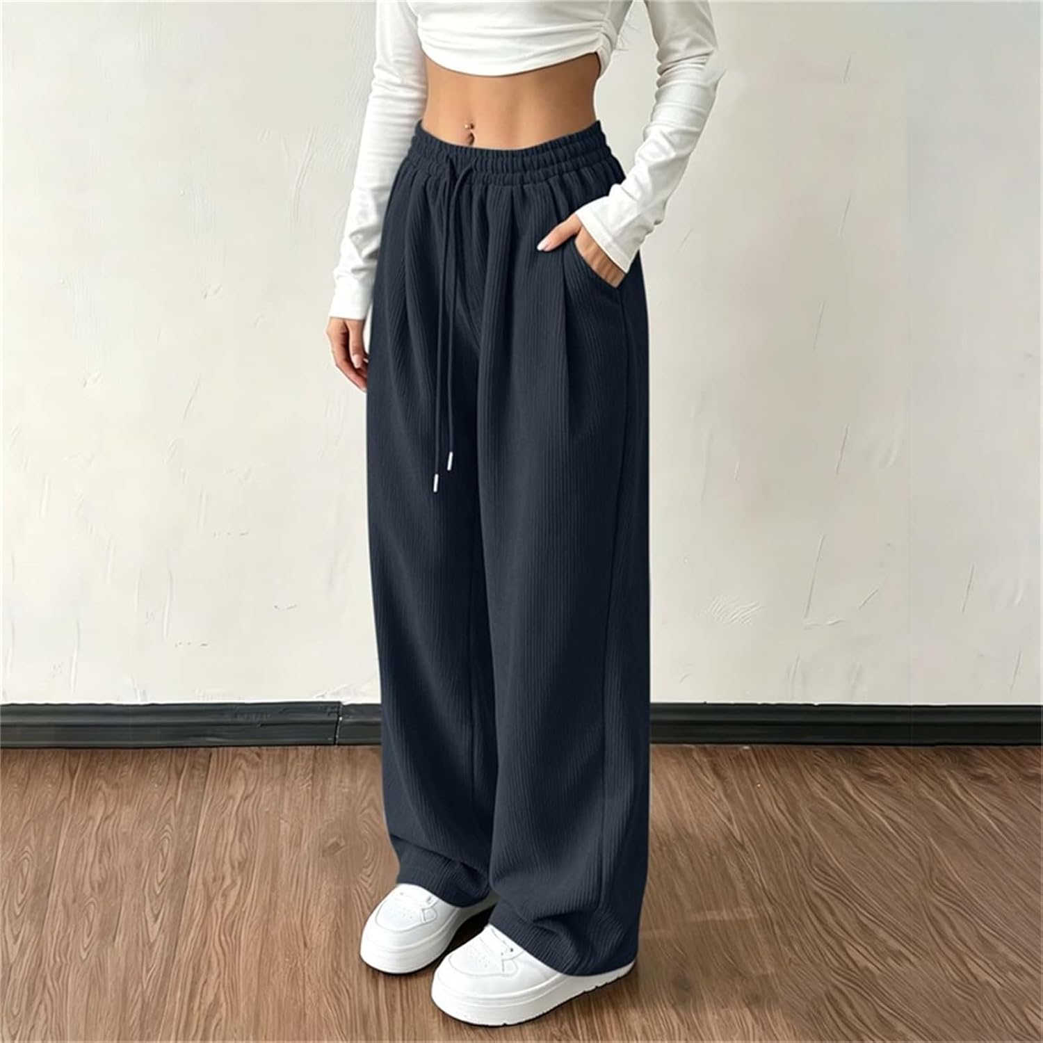 Women's Corduroy Barrel Wide Leg Pants Fall Trousers