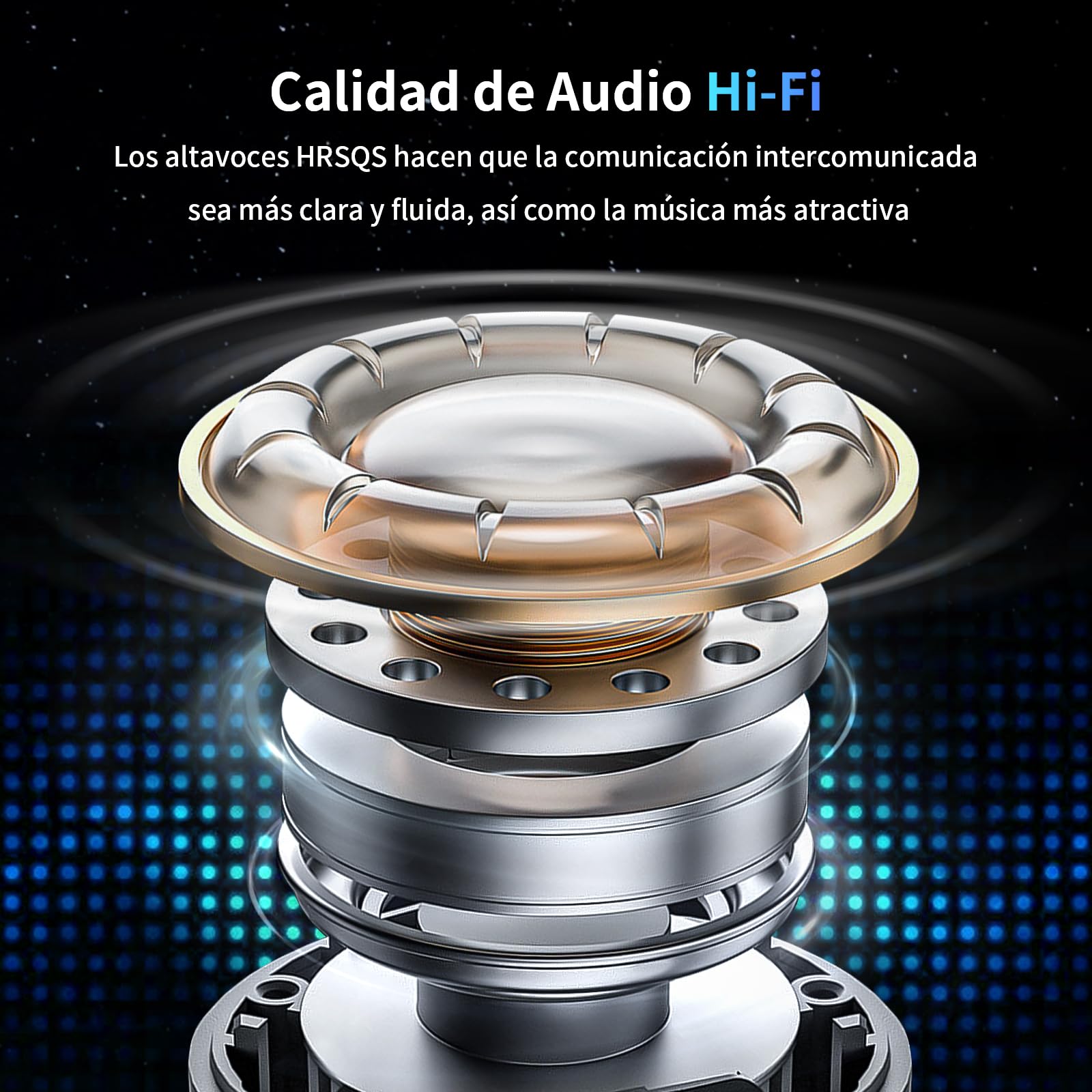 Fodsports FX7 Intercomunicador Casco Moto, Mesh Intercom 10 Motociclistas 2 km, Bluetooth 5.4/CVC & ENC Cancelación de Ruido/Emparejamiento Universal/Control de Voz/IP67 Impermeable