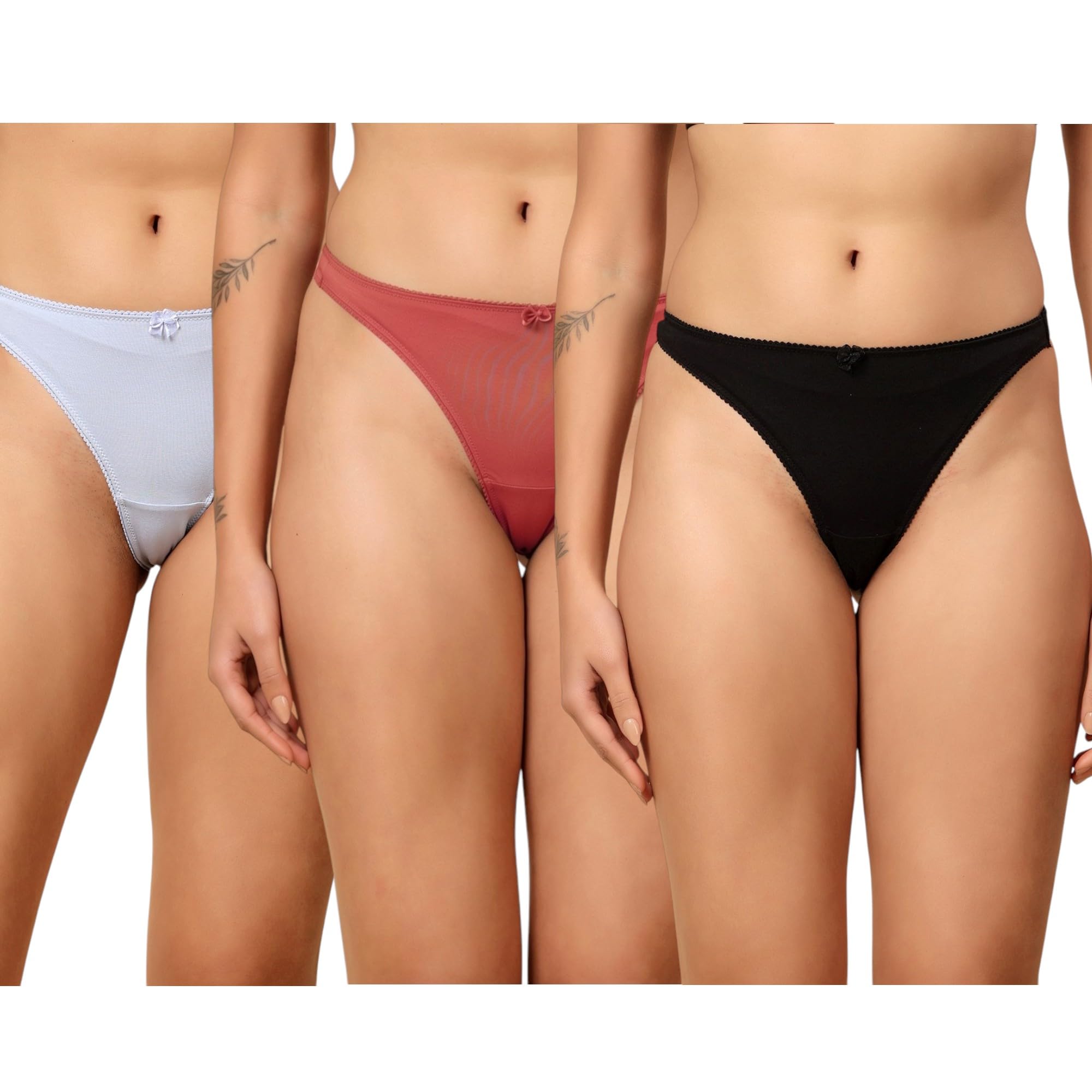 Women Microfiber & Cotton Brazilian Thong Briefs-image-36