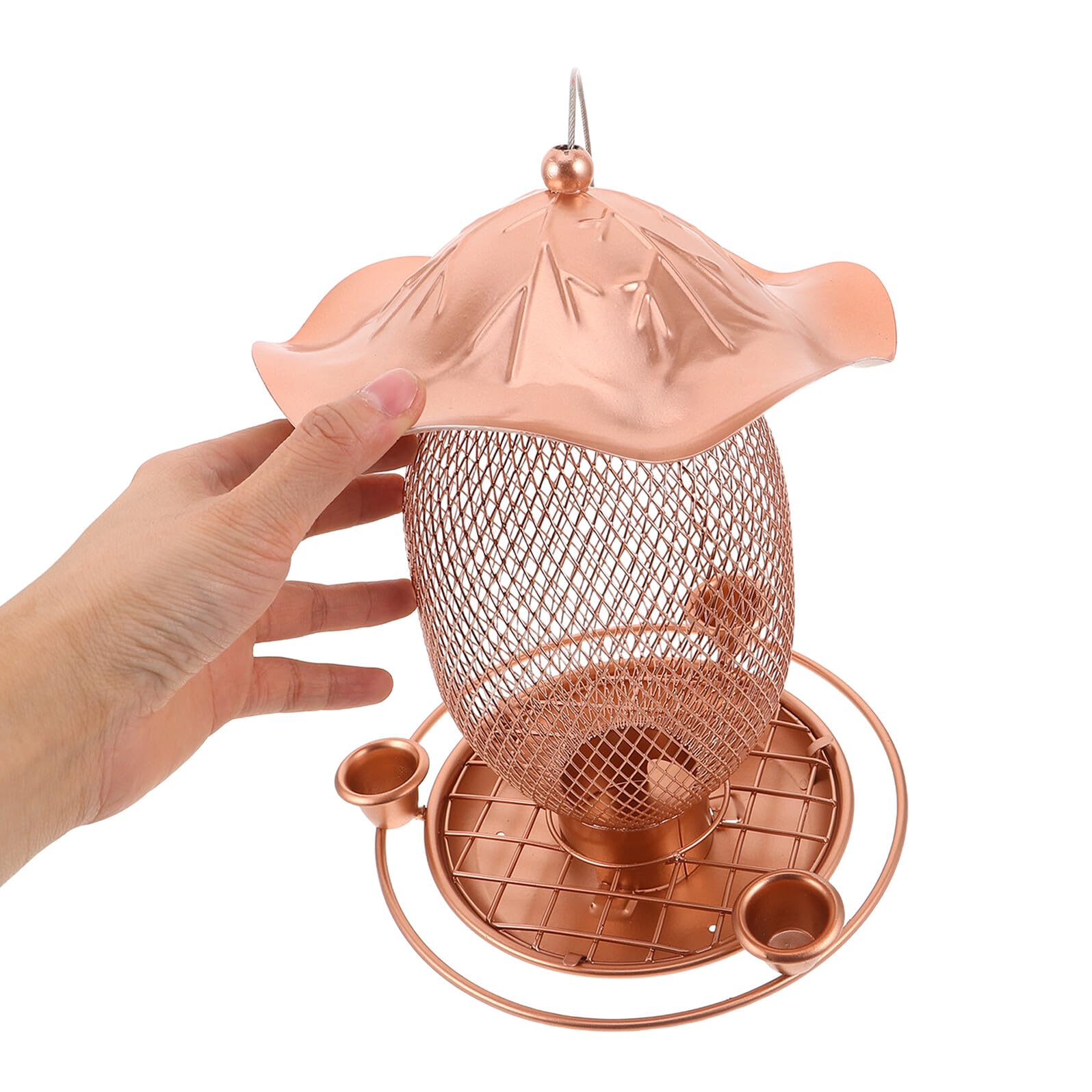 BESPORTBLE Mangiatoia per Colibrì da Esterno Sospesa con Gancio, Ciotola per Acqua e Semi Facile da Pulire, Resistente per Giardino, Balcone e Cortile, Strumento Versatile per Alimentazione