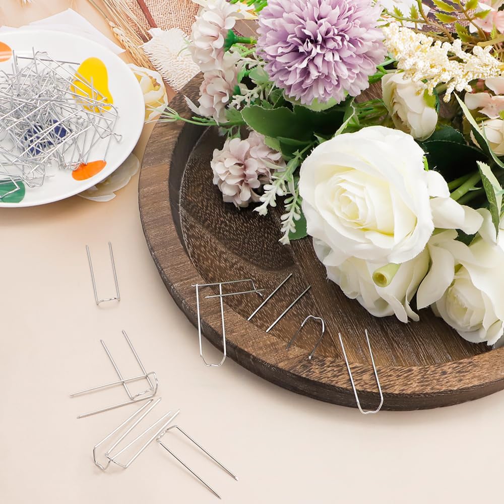 300Pcs Floral Pins, U/M Shape 1.7 Inch Greening Pins for Plants, Premium Metal Floral Picks for DIY Craft Projects, Flower Bouquets, Holiday Arrangements, Indoor Plants Straw Wreaths