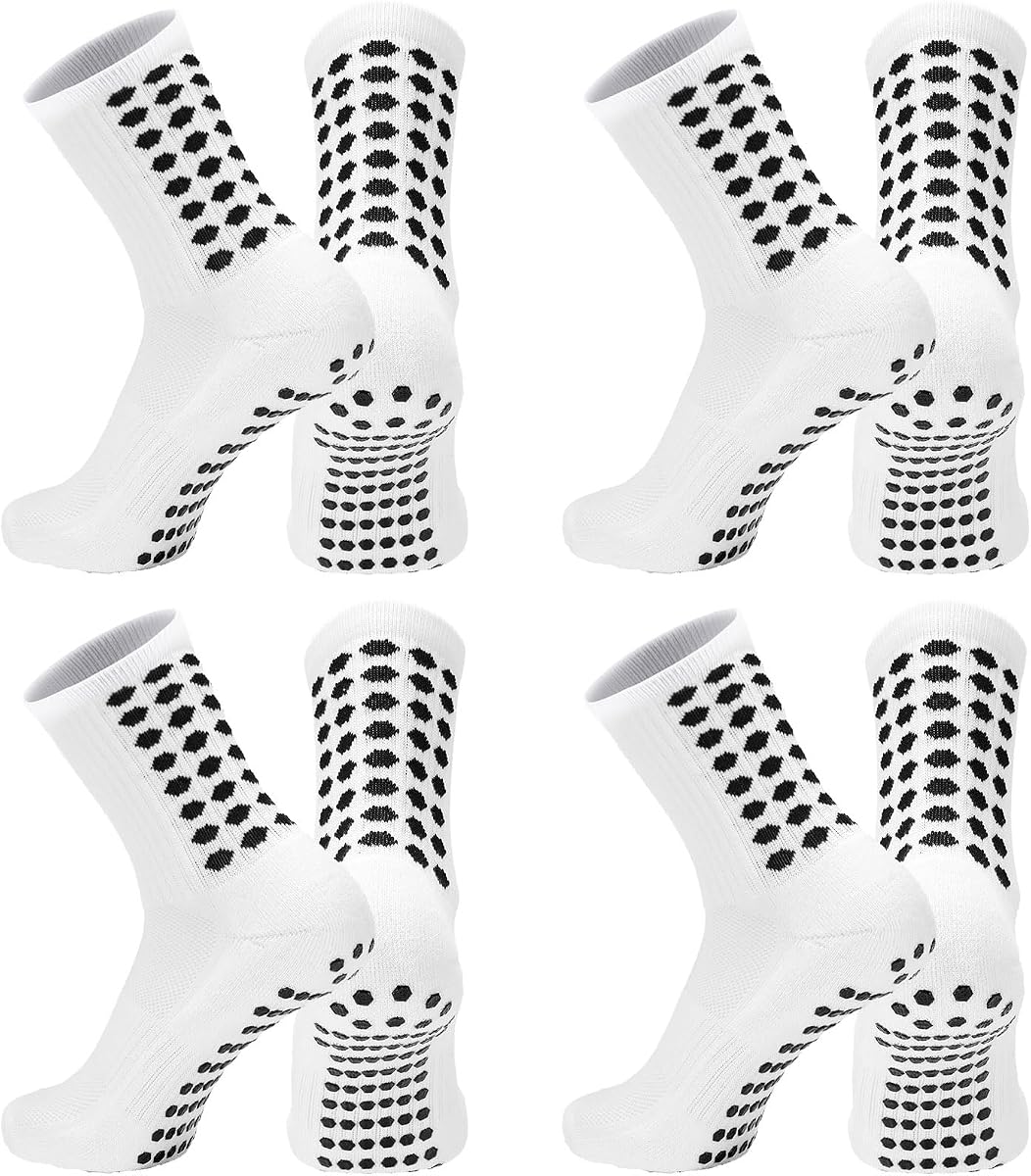 Soccer Socks with Grip, 4/6 Pairs Non-Slip Pads Athletic Grip Soccer Socks for Men Women