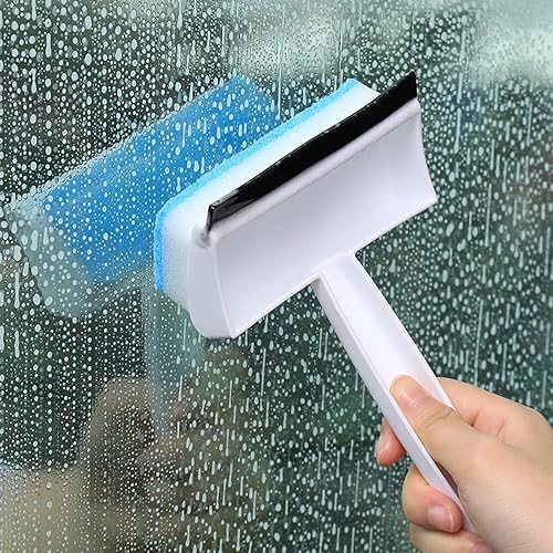 Miniatura 6 de 2-in-1 Sponge Window Squeegee Tool Soft Rubber Glass Scraper with Short Handle Double Sided Non-Woven Cloth Foam Sponge Glass Cleaner Brush for