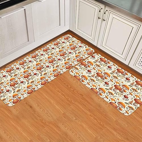 Miniatura 9 de Alfombras de cocina de Acción de Gracias, 2 piezas de hojas de arce y calabaza naranja, antideslizantes, para piso, alfombra de pasillo lavable para
