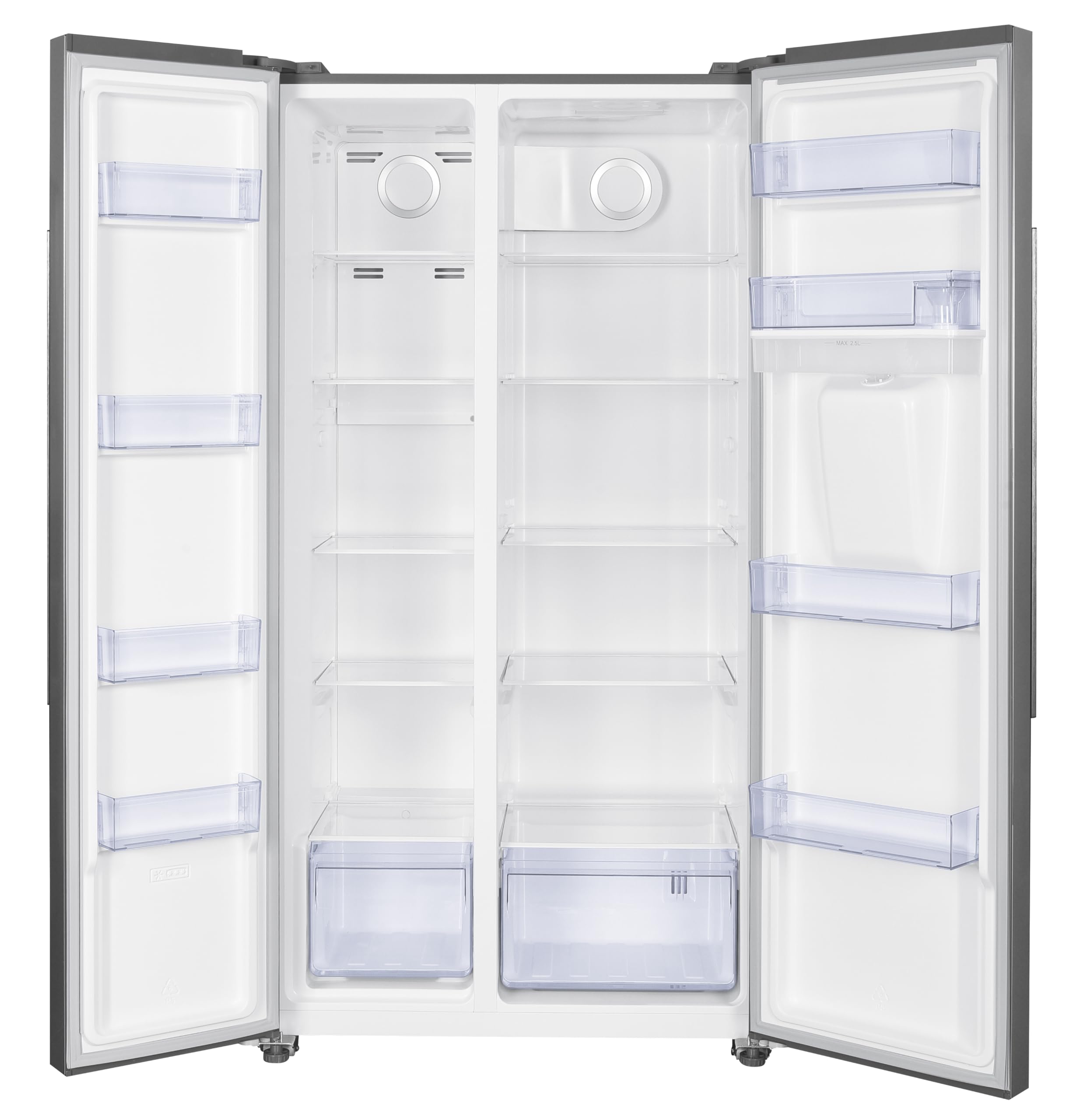Wolkenstein Side-By-Side Kühl-Gefrierkombination WSBS518NFWDEIX | 529 Liter Nutzinhalt | 185 Liter 4 Sterne Gefrierraum | NoFrost | 2L Wasserspender | Sehr leise mit 39 dB | Display mit Touch Control