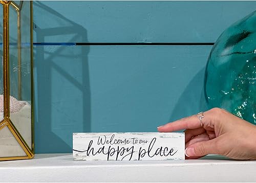 Miniatura 2 de P. Graham Dunn Our Happy Place - Placa de madera de pino (6 x 1.5 pulgadas), color azul náutico