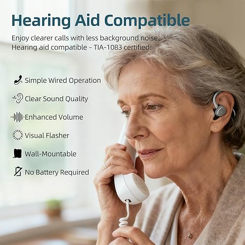 Miniatura 6 de Teléfono de botón grande para personas mayores, teléfono de demencia con altavoz, timbre amplificado (+110 dB), dial de un solo toque y memoria de 3