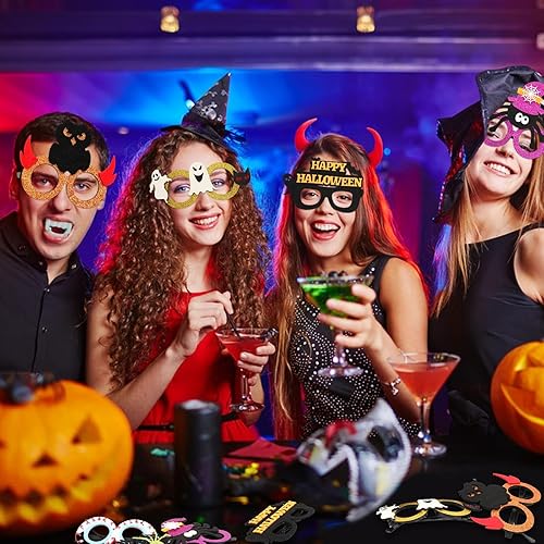 Miniatura 7 de VOCOOL Accesorios para cabina de fotos de Halloween y 6 gafas con purpurina de Halloween, decoración de baby shower, marco de accesorios de fotos de