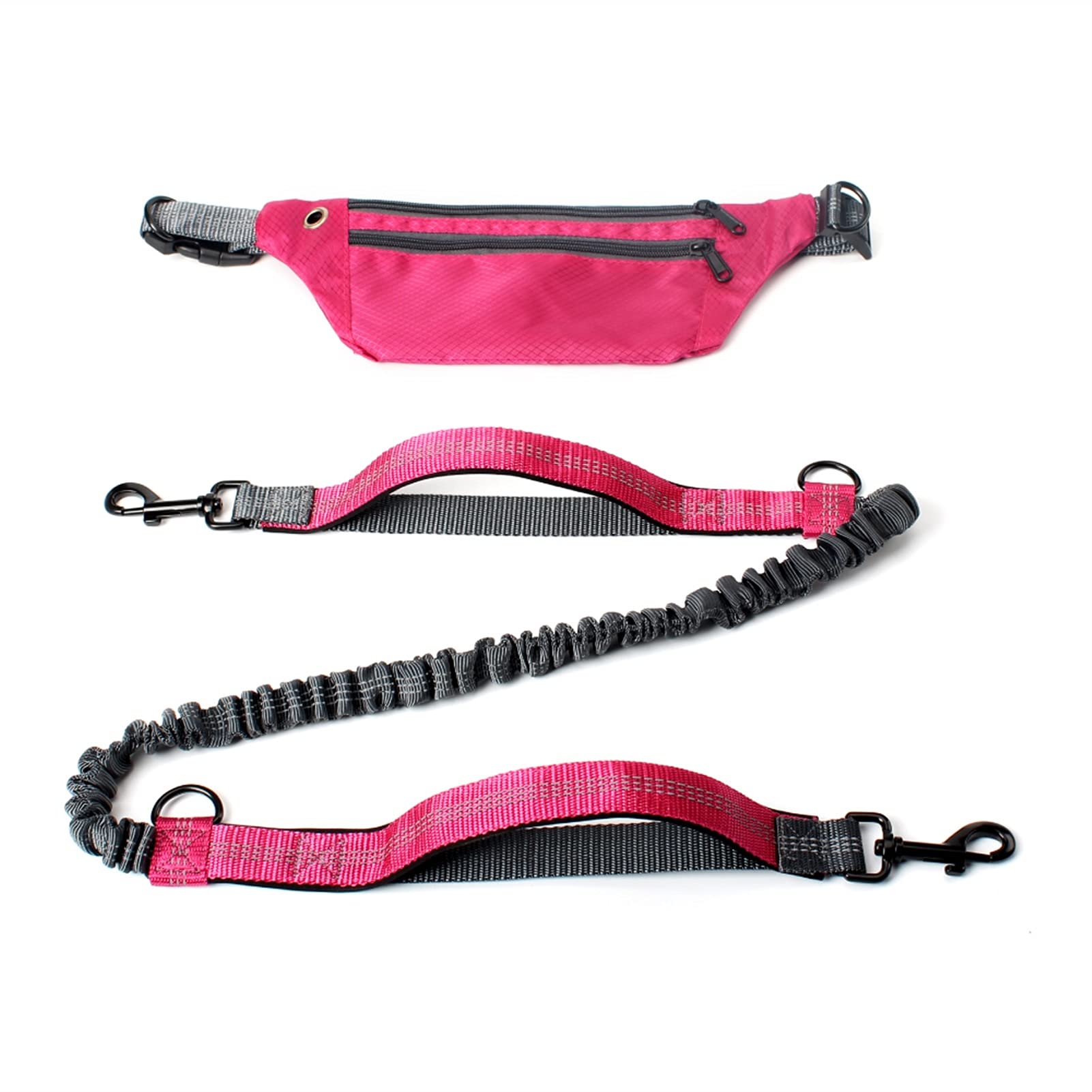 Laisse pour Chien Jogging Formation Randonnée Rétractable Bungee Chien Taille Laisse pour Grands Chiens Accessoires Longe pour Chien(Pink Set with Hand)