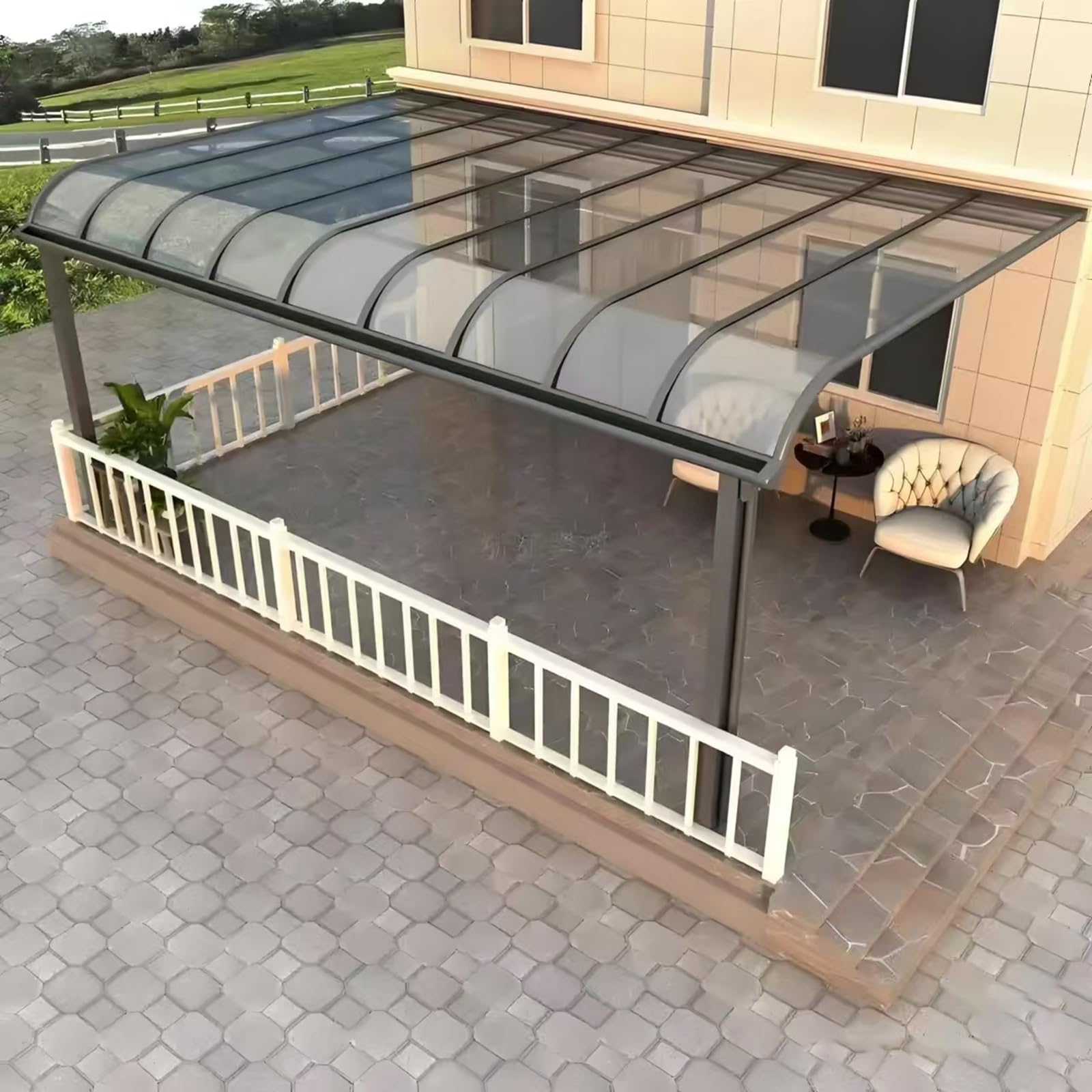 Polycarbonate Roofing Sheet Outdoor Clear 2mm Lightweight Clear Plastic Sheet UV Protection Rain pergola roof Panels cuts Easily Suitable for patios, partitions(Transparent,5.1 x 16.4ft)