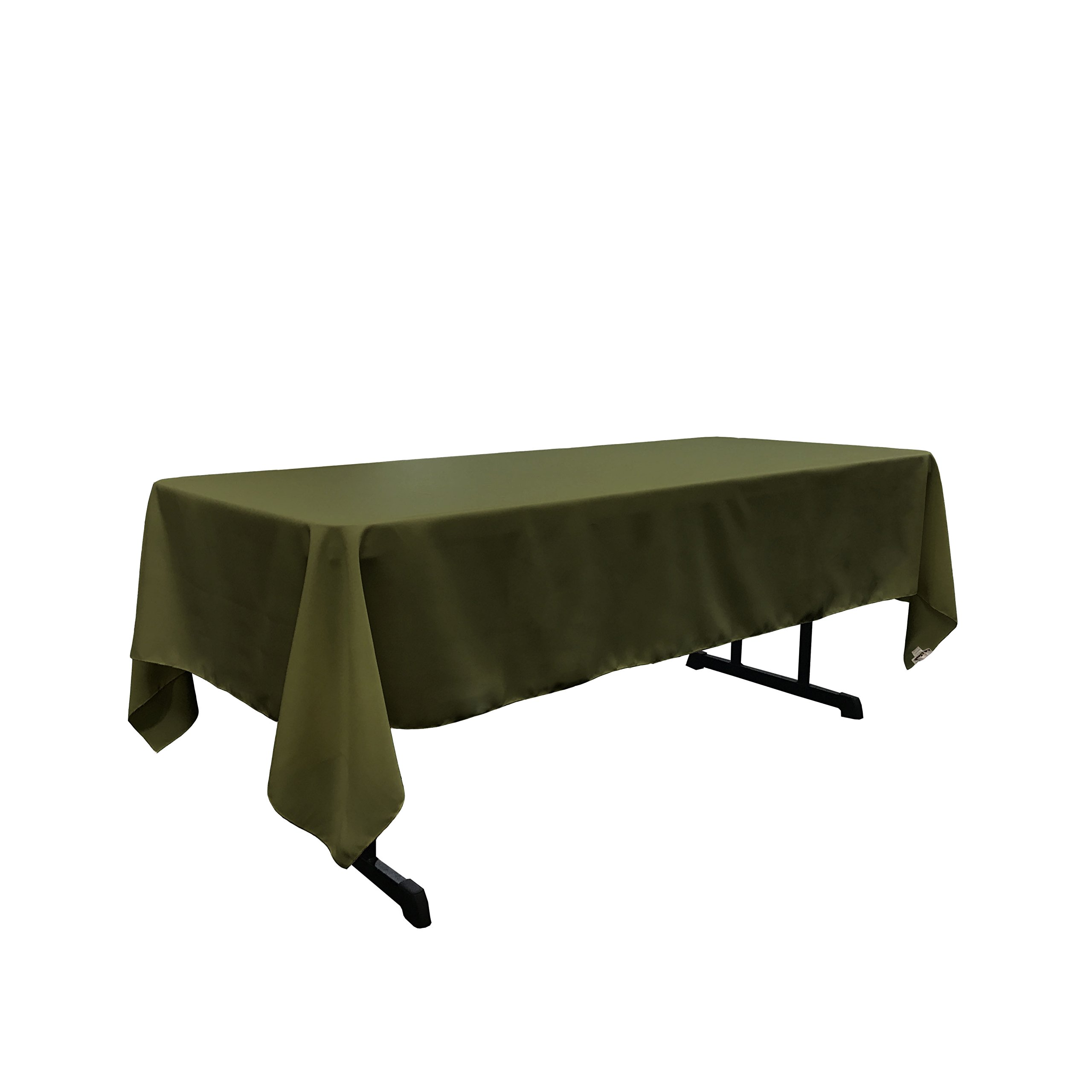 LA Linen Polyester Poplin Washable Rectangular Tablecloth, Stain and Wrinkle Resistant Table Cover 60x102, Fabric Table Cloth for Dinning, Kitchen, Party, Holiday 60 by 102-Inch, Olive