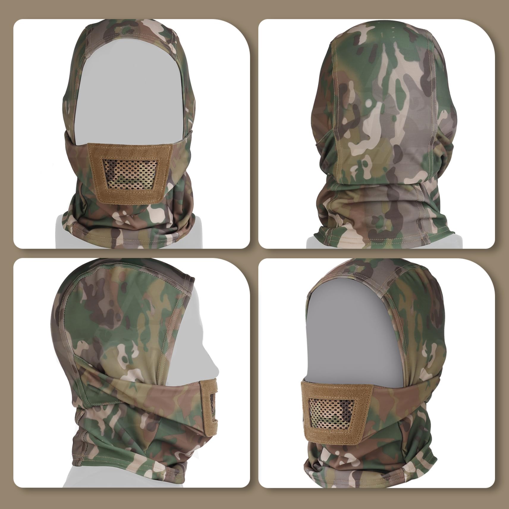Protection du Visage Airsoft, Accessoires de Casque Airsoft, Couvre-Cou avec protège-Dents Respirant, Masque combiné avec Masque de Casque pour Accessoires cinéma et Jeux