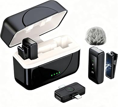 PANAMALAR Wireless Lavalier Microphone, Magnetic Lapel Microphone Wireless Clip-on Lavalier Mic, V8