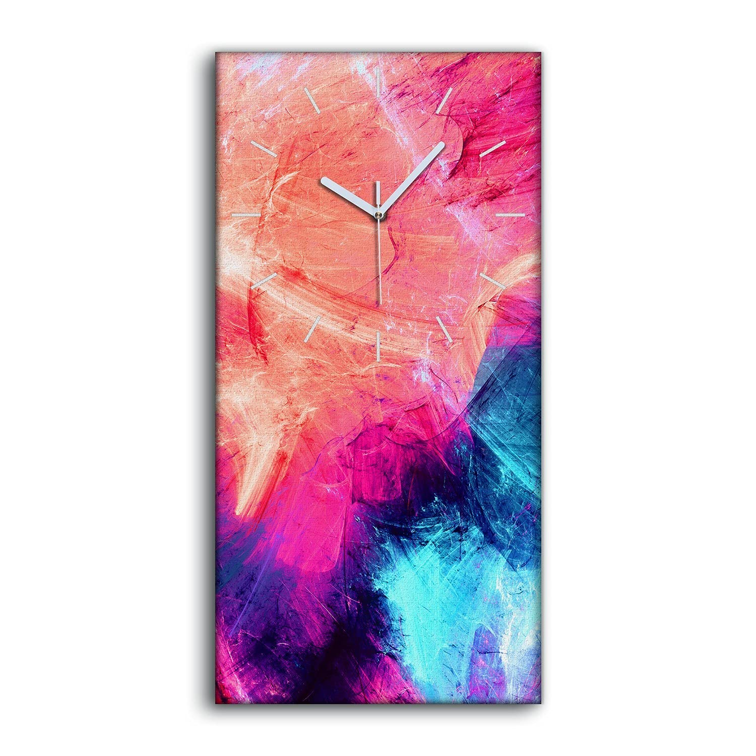 Horloge sur Toile Salon Chambre 30x60cm Coloray Image Art Moderne Couleur Abstraite Silencieuse