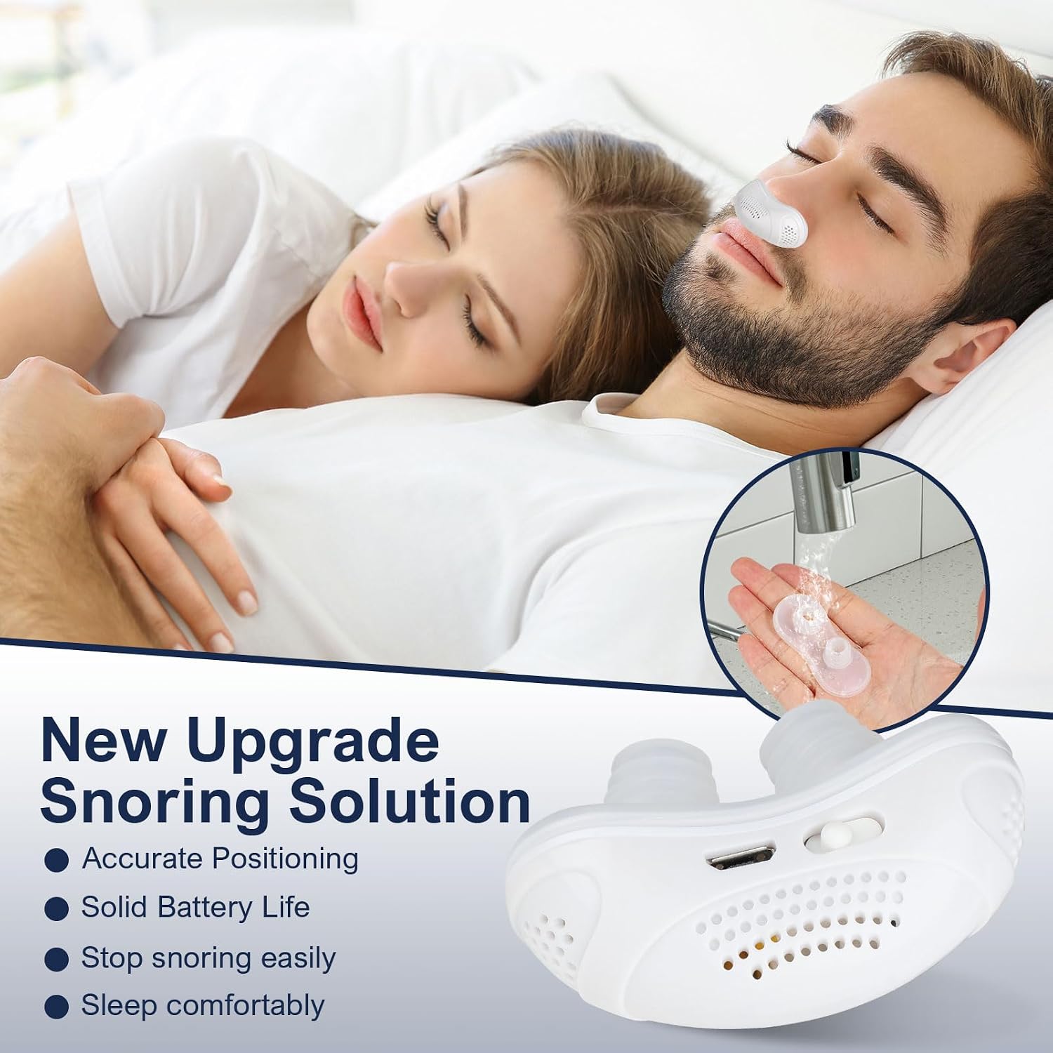 Anti Snoring Devices, Electric Snoring Solution for Men & Women, Comfortable Nasal to Relive