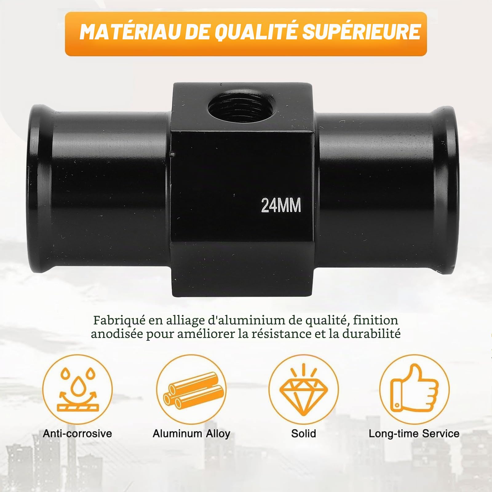 Capteur de Température Eau 24mm, Adaptateur Sonde pour Voiture et Radiateur, Compatible avec la Plupart des Véhicules, Mesure Précise et Installation Facile, Joint de Tuyau Durable (24mm)