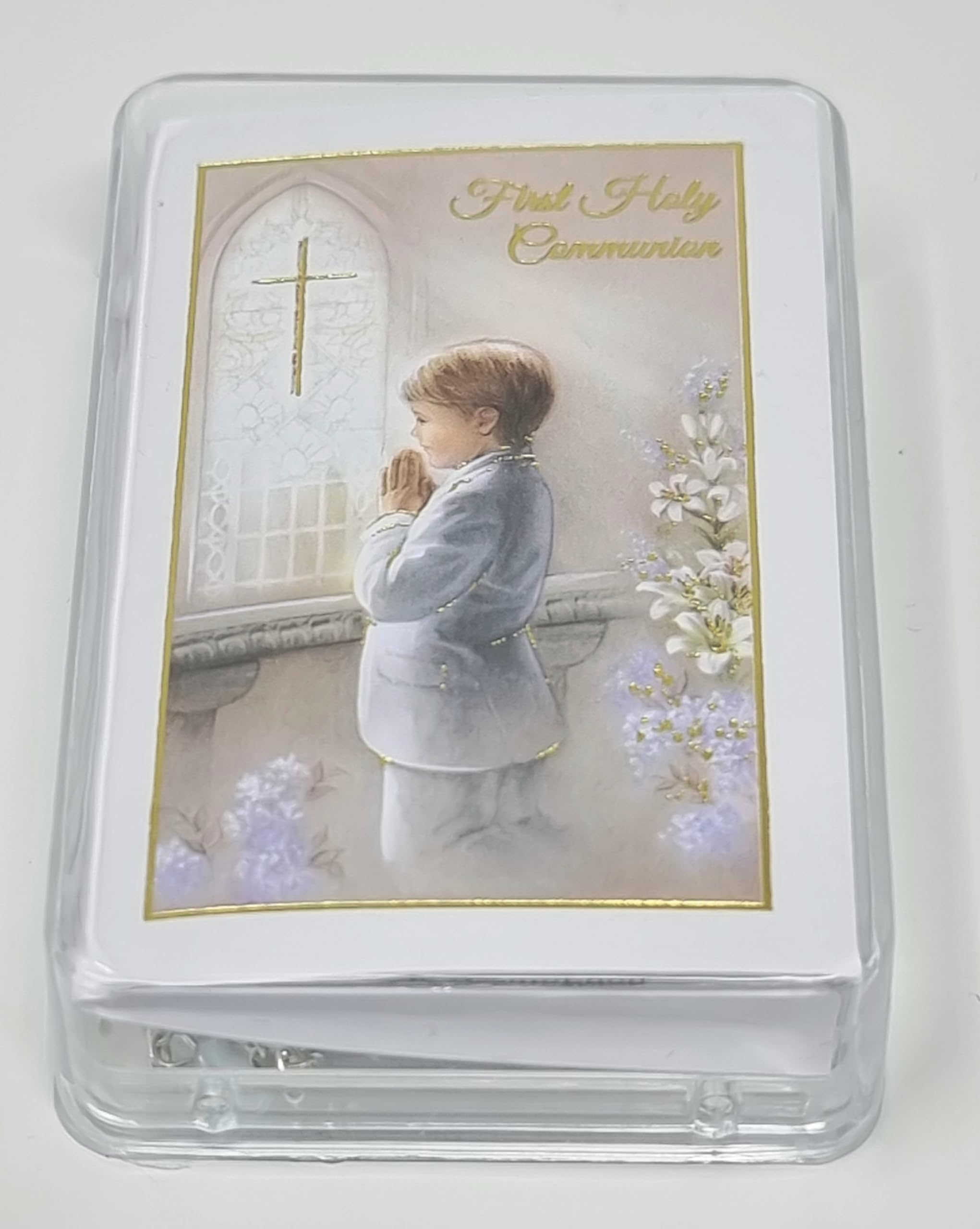 First Holy Communion Boys Pearl Blue Heart Rosary in a Plastic Case with a How to Pray The Rosary and Mysteries Recital Details /Prayer Gift Set for him - Image 2