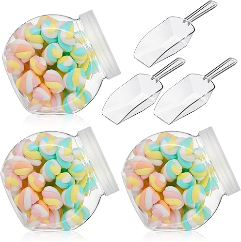 Umigy 2 juegos de tarros de plástico para dulces con tapa para bufé de dulces con mini cuchara de cocina de plástico acrílico de 42 onzas, disponible en Yaxa Peru