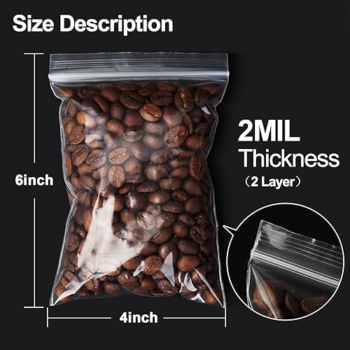 Miniatura 9 de 1200 bolsas de plástico pequeñas de 2 x 3 pulgadas con autobloqueo, bolsas pequeñas de primera calidad con cremallera resellables, 2 mil(2 capas),