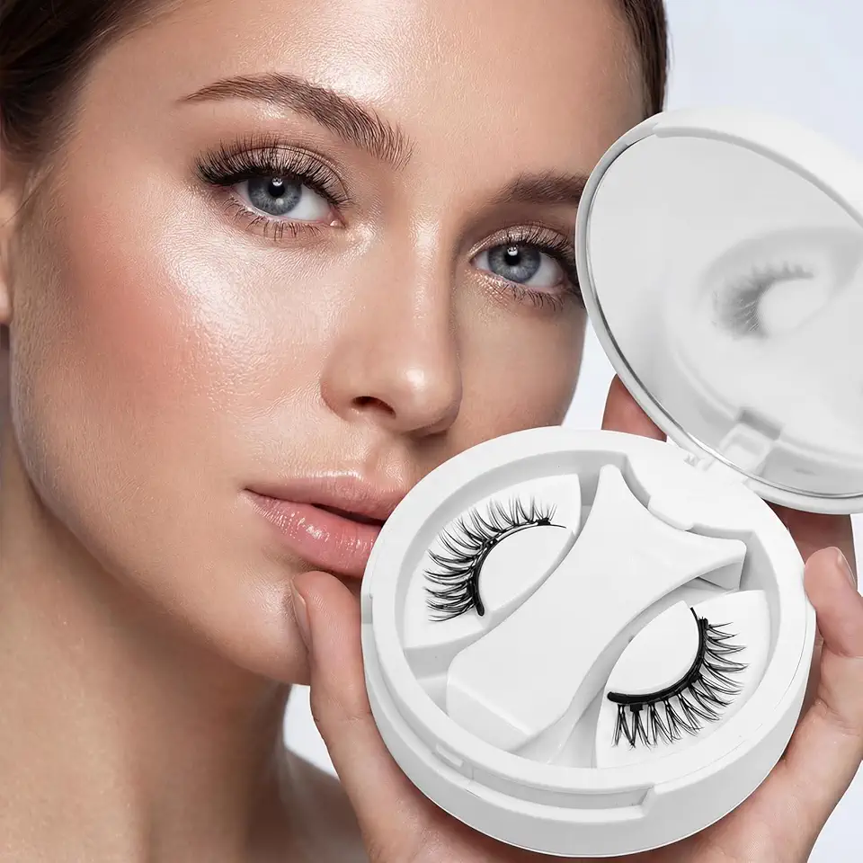 Cílios magnéticos, 1 par de cílios magnéticos, sem necessidade de cola, cílios magnéticos reutilizáveis, aparência natural, fácil de usar e remover