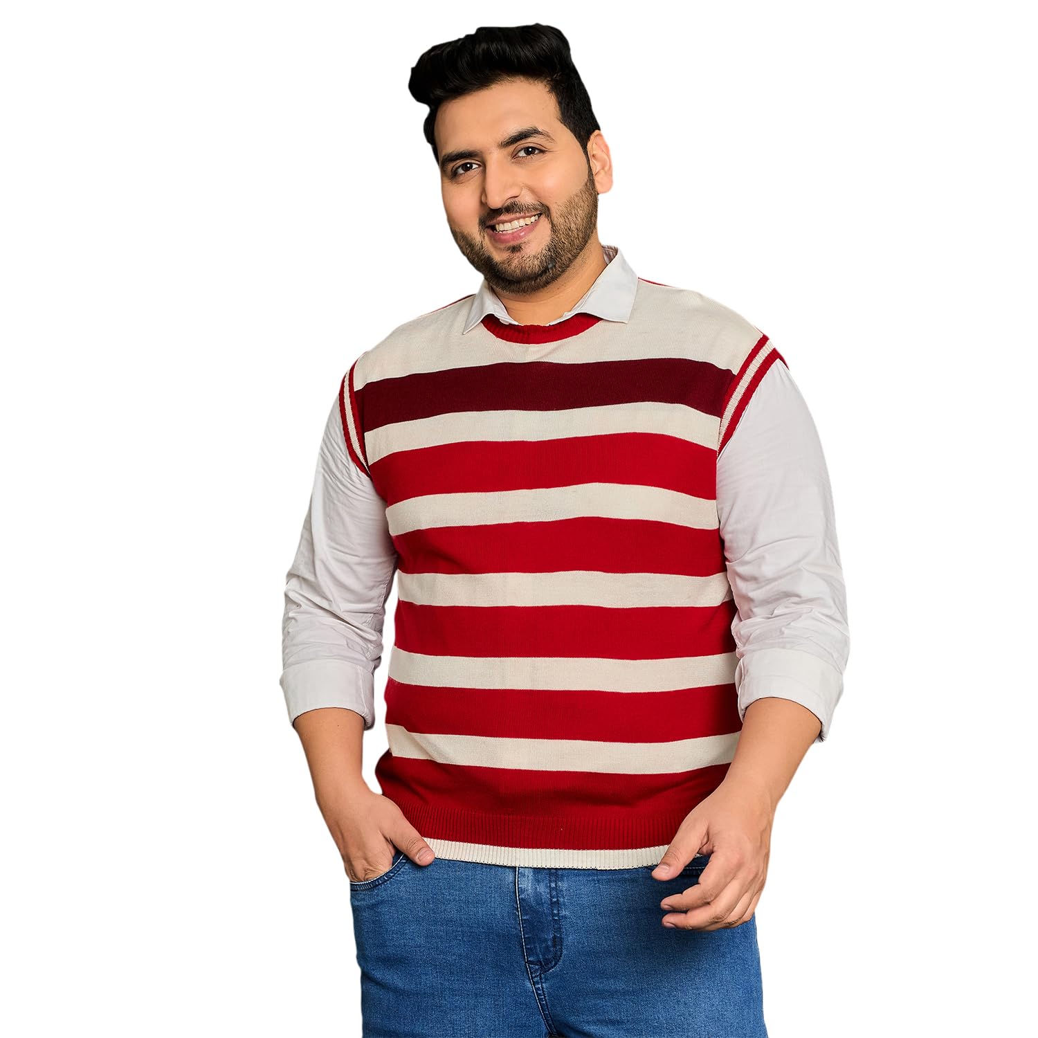 bigbanana Men Plus Size Striped Multi Colored Sweater-picture-46