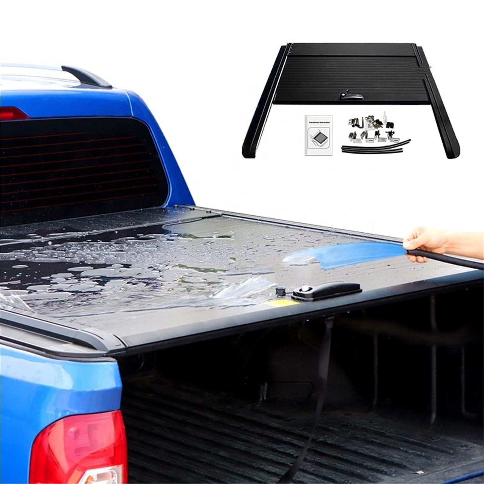 Für Ram 1500 2015 Pickup Truck, Einziehbarer Rollendeckel, Bettdecke, Aluminium-Tonneau-Abdeckung, Bettdecke Gepäckraumabdeckung