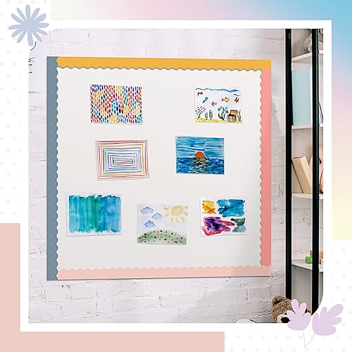 Miniatura 5 de TaoBary 6 rollos de tableros de anuncios de invierno de 196.8 pies, borde festoneado, decoración de tablón de anuncios para la escuela, pizarra