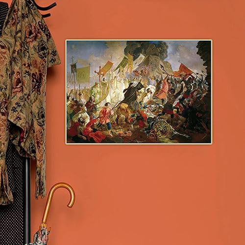 Miniatura 5 de Karl Bryullov, Impresión en lienzo, "El asedio de Pskov por el rey polaco Stefan Batory", Reproducción de cuadro famosa, Cuadro de arte de pared de