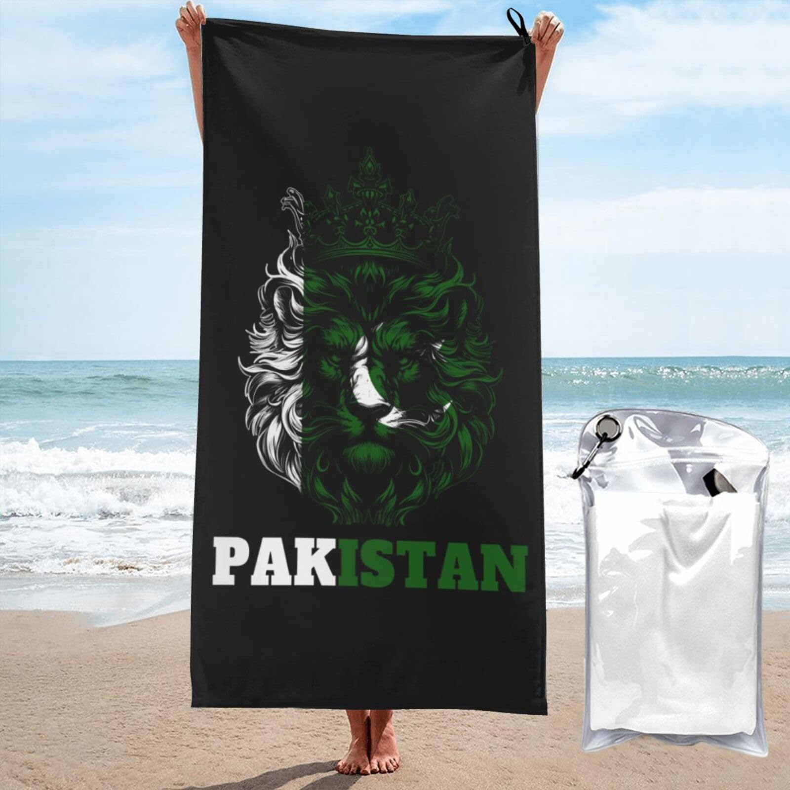 Drap de bain sans sable serviette de plage portable Pakistan lion 70x140cm natation voyage