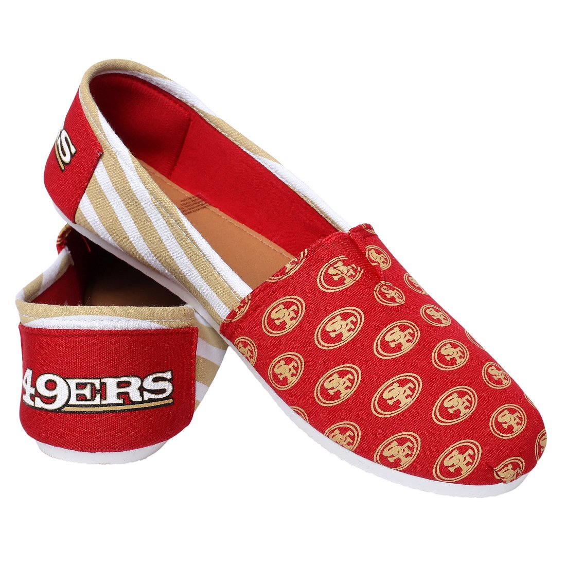 FOCO Women's NFL Team Logo Ladies Fashion Slip On Canvas Shoes