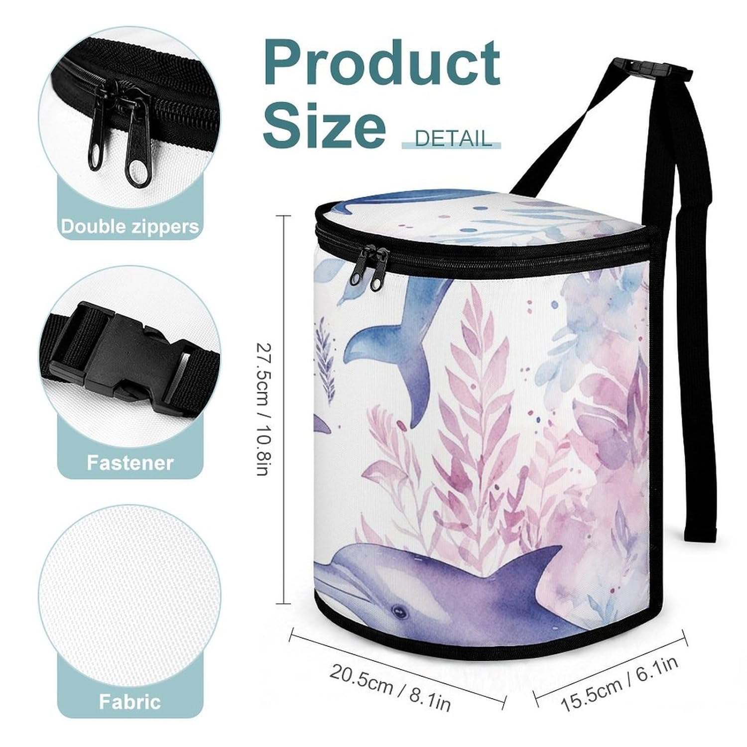 MUSM Leakproof Car Trash Can 2.5 Gallon, Durable Automotive Garbage Bag with Waterproof Liner, Seaweed in The Sea Trash Bag for Car, Truck, RV & Bathroom