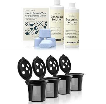 Descaler Kit for Keurig and 4 Reusable K Cups for Keurig K Supreme, K Supreme Plus, K Slim with Multistream Technology, K-Duo Hot & Iced