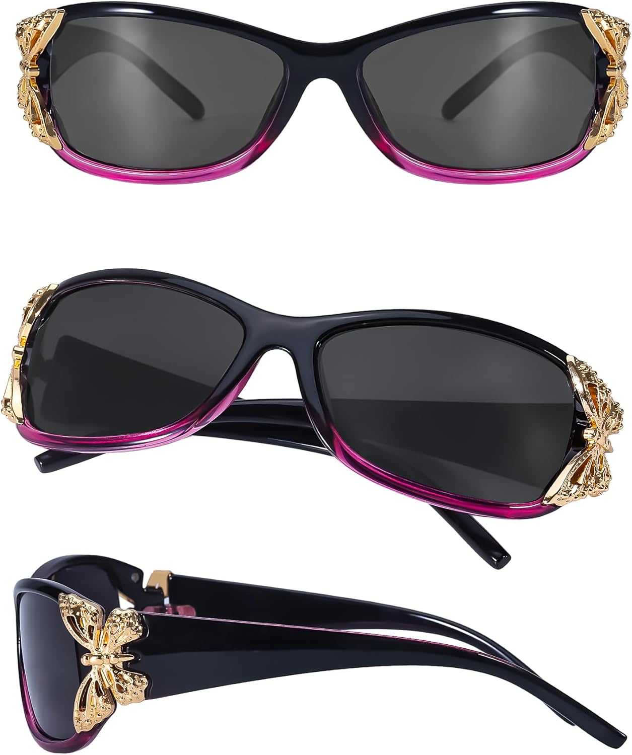 FancyPink Women's Polarized Sunglasses - Wrap Around Stylish Butterfly Frame w UV Protection Sun Glasses for Women - Image 2