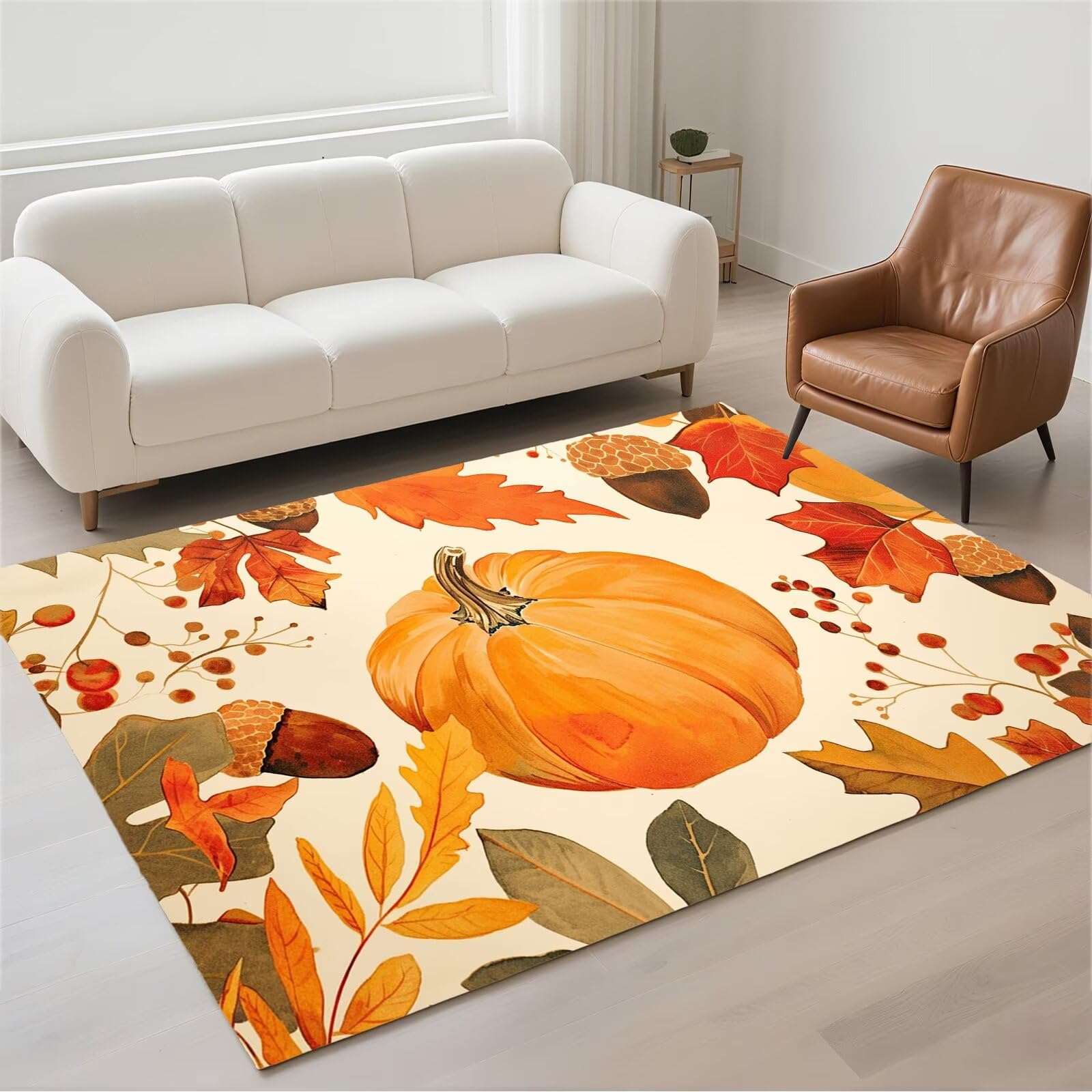 Tapis de chambre adulte et cuisine grand tapis moderne 160x230cm lavable automne