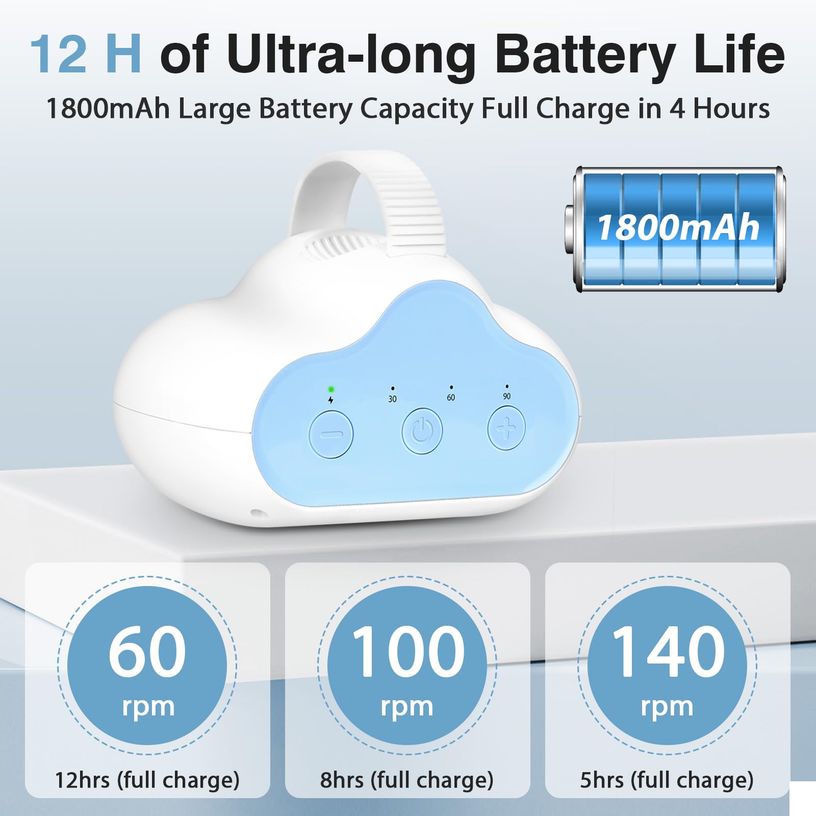 Columpio para Cochecito de Bebé Automático, Baby Rocker Recargable, 3 Niveles De Intensidad, Temporizador De 30/60/90 Minutos, Equipado con 2 Ganchos, Universal para Cochecitos y Sillas