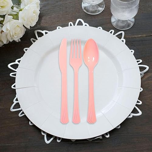 Miniatura 9 de Juego de cubiertos de lujo de plástico dorado (24 unidades), juego de cubiertos de alta calidad y elegante, duradero y desechable, ideal para