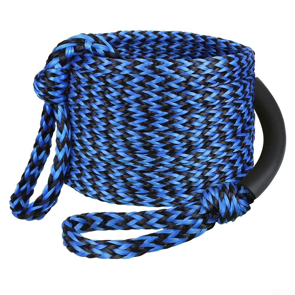 Cuerda de remolque de barco de 60 pies 3K para esquí acuático, wakeboard, tubos, rodillas, cuerda de remolque flotante pesada para tubos remolcables de 1 a 3 personas, capacidad de 2600 libras, verde
