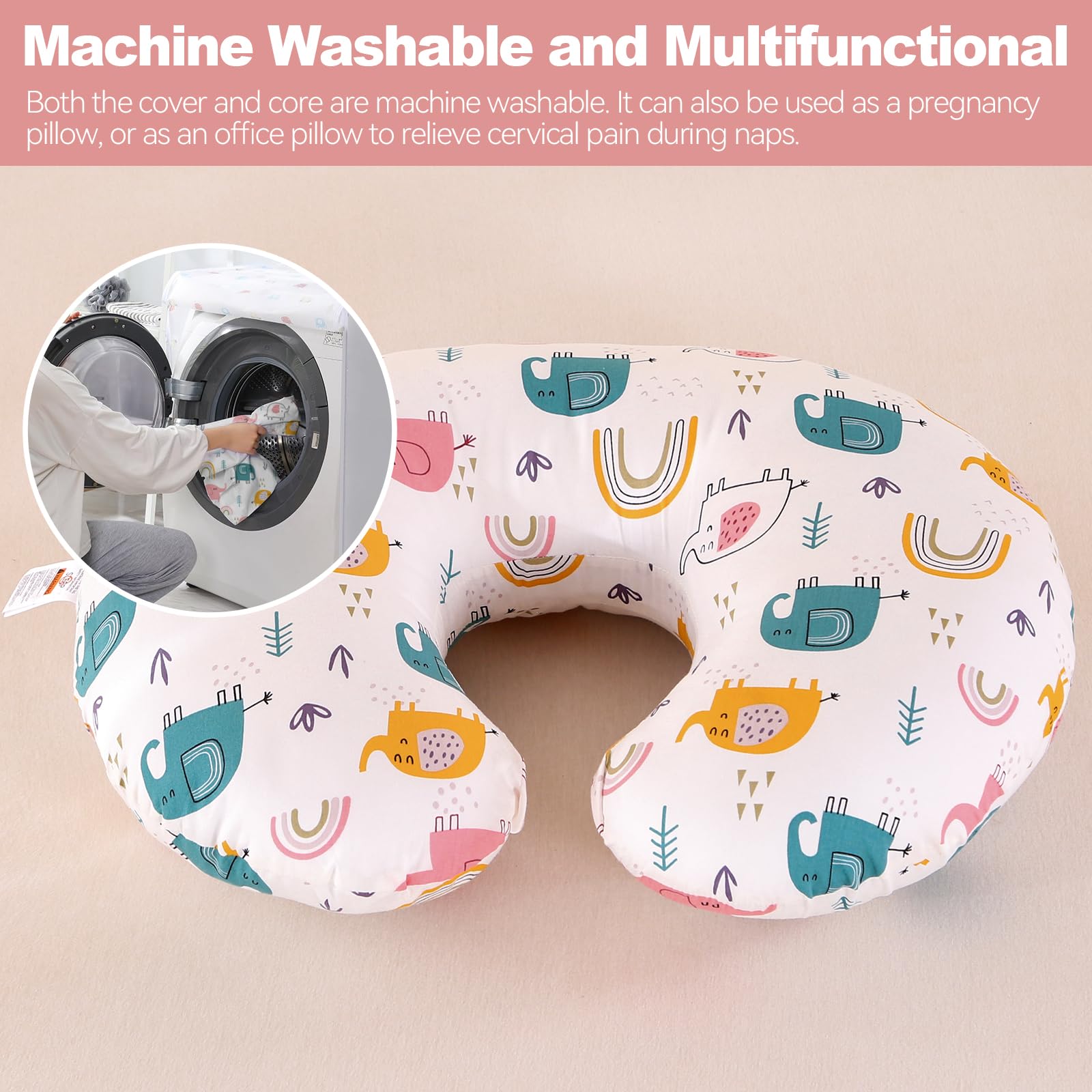 Labtec Coussin d'allaitement Bébé, Oreiller d'allaitement, Coussin pour Alimentation au Biberon, Housse de Coussin Amovible 100% Coton
