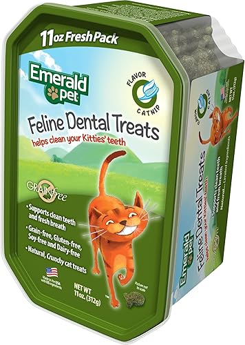 Feline Dental Treats - Delicias y crujientes golosinas dentales para gatos sin granos, golosinas dentales naturales para limpiar los dientes de