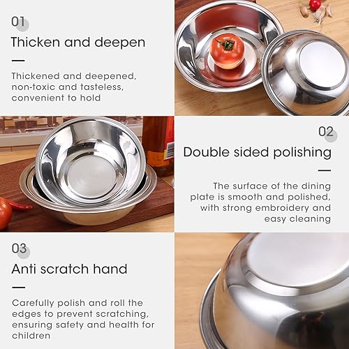 Miniatura 2 de Tazón de mezcla de acero inoxidable resistente con acabado de espejo, 3 cuartos de galón (juego de 3)