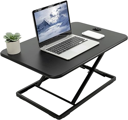 VIVO Desk-V001J - Elevador de escritorio de pie ajustable en altura superior, ultra delgado, convertidor de escritorio compacto para monitor o Negro