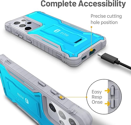 Miniatura 3 de FITO - Funda compatible con Samsung Galaxy S21, doble capa a prueba de golpes resistente para Samsung Galaxy S21 con función de atril incorporada