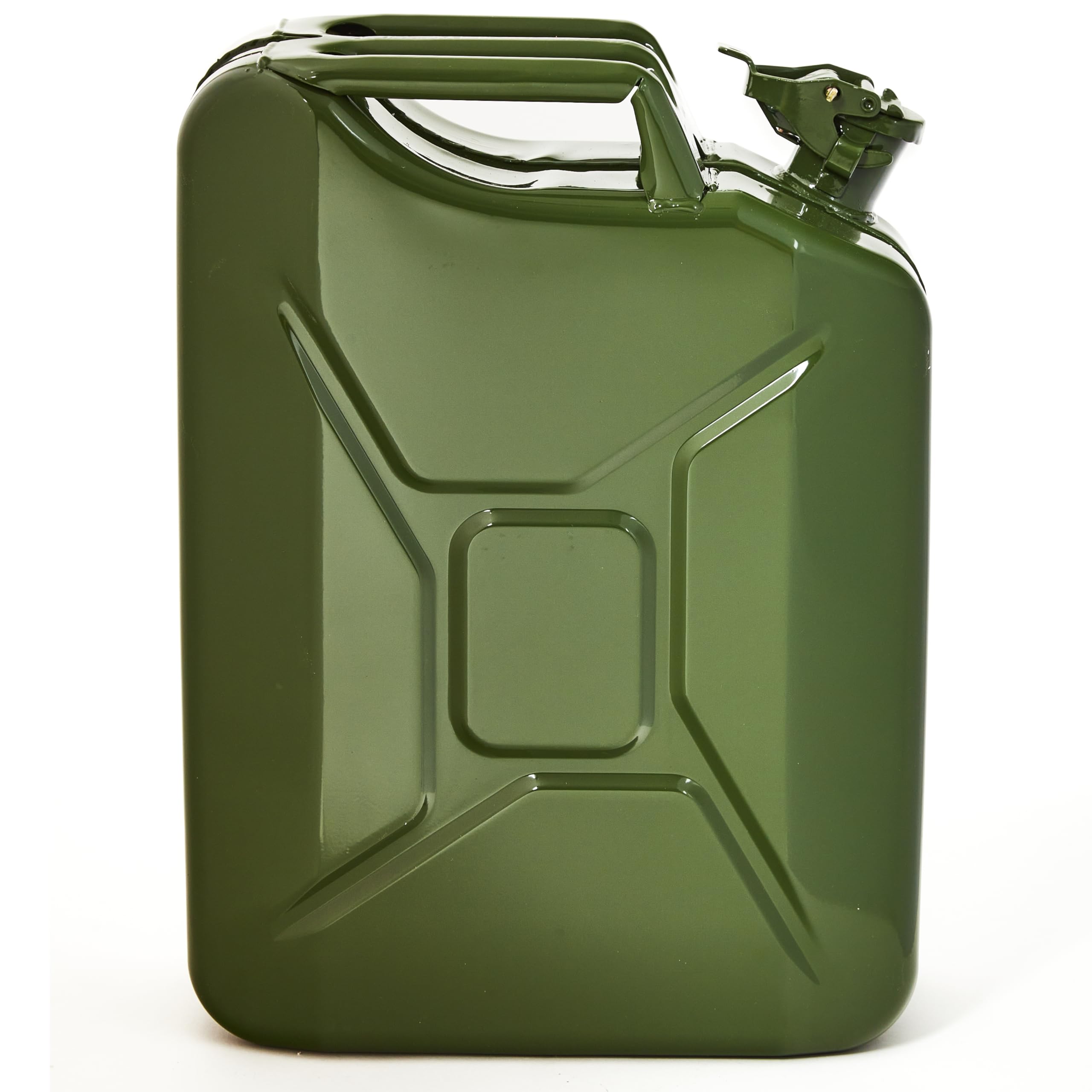 BW Benzinkanister Metall 20 Liter Kraftstoffkanister Olivgrün RAL 6003 TÜV-geprüft UN-Zulassung 0,9mm Stahl DIN 7274 Benzin Diesel E10 2-Takt Made in Europe