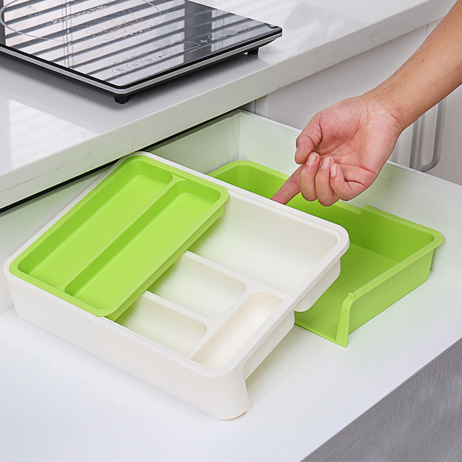 Bandejas Extensibles para cajones de Cubiertos, Organizador de cajones para Cubiertos, Utensilios de Servir, Almacenamiento Multiusos para Cocina, Oficina, artículos de baño, Almacenamiento